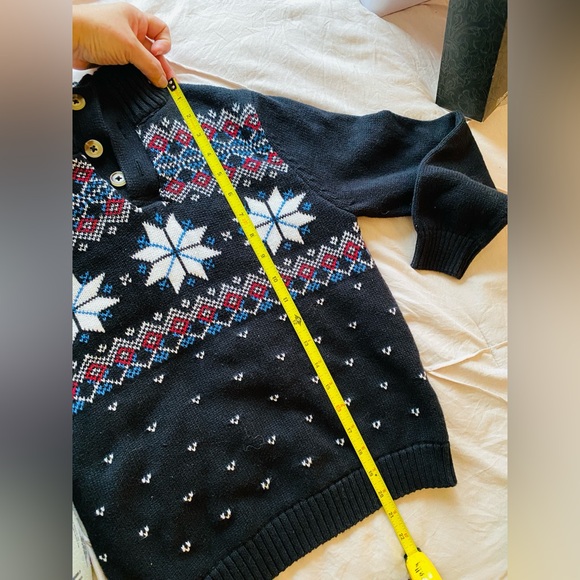 Chaps Boys Fair Isle 3/4 Button Sweater, Sherpa Lined Collar. - Picture 9 of 10